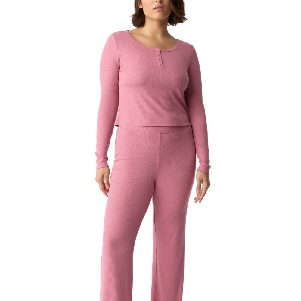 #41. GAP GapBody Women's Long-Sleeve Rib Pajama Top- Pink